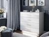 Kommode mit vier Schubladen und LED-Beleuchtung Nuveo Weiß Hochglanz
