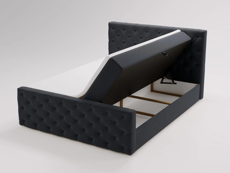 Boxspringbett mit Bettkasten 180x200 Montego Dunkel grau