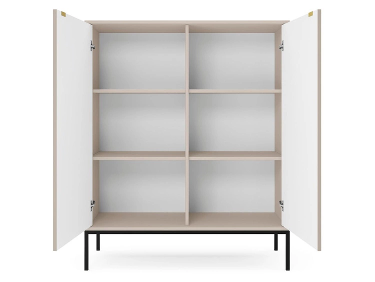 Wohnzimmerset Amber Kaschmir auf schwarzen Beinen