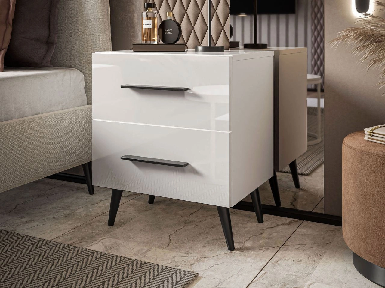 Nachttisch mit Schubladen auf Schwarzen Metallbeinen Noaé Lux