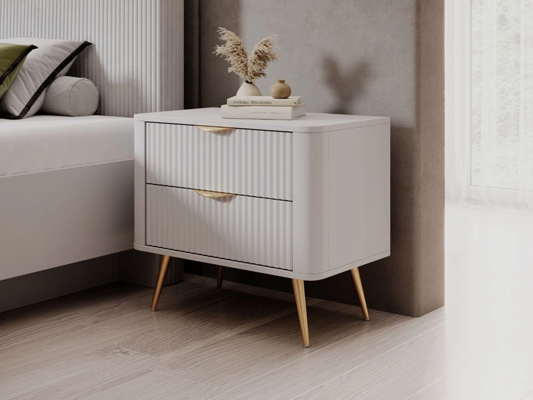 Nachttisch mit zwei Schubladen Latina Weiß