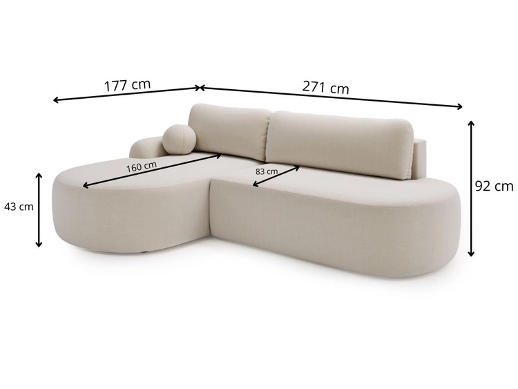 Ecksofa L-Form Rechts mit Schlaffunktion und Bettkasten Aurio O Braun