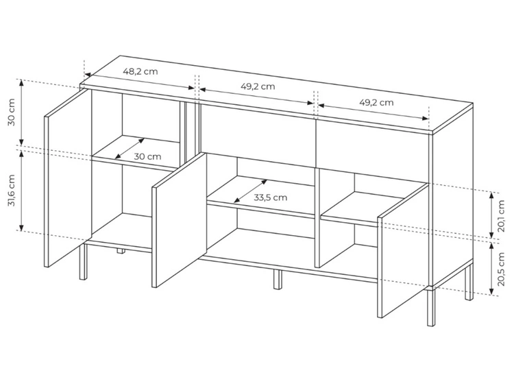 Kommode mit Türen und Schubladen Dego Beige