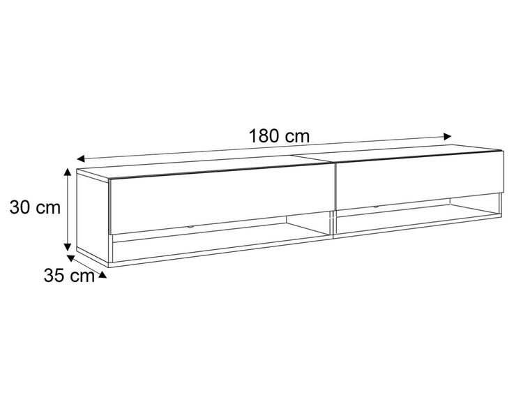 Hängende Wohnwand mit LED-Beleuchtung Aurelie Kaschmir matt