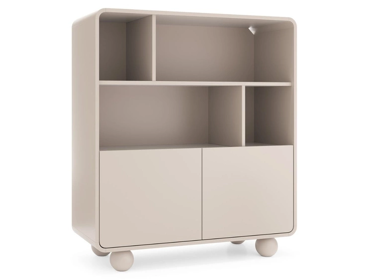 Bücherregal für das Wohnzimmer auf kugelförmigen Beinen Soffio Kaschmir