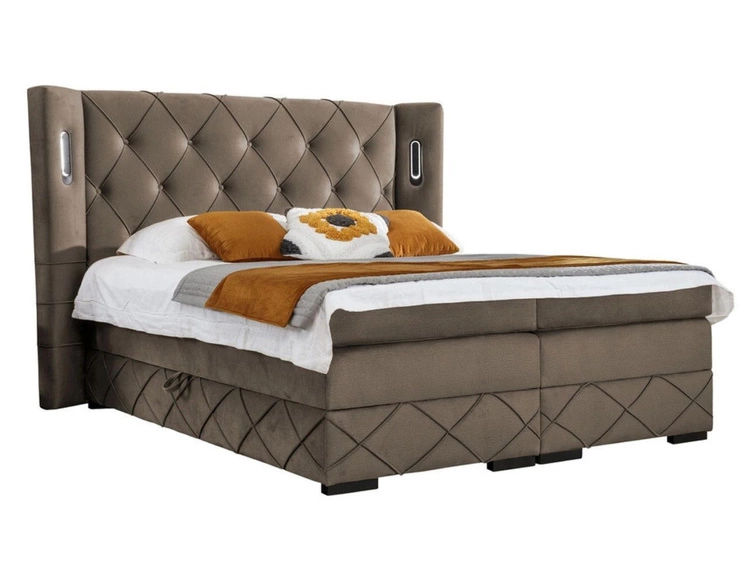 Boxspringbett mit Bettkasten 180x200 Neria Lux Braun