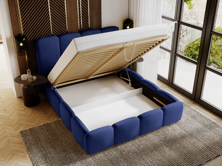 Polsterbett mit Bettkasten und Lattenrost 120x200 Galli Blau