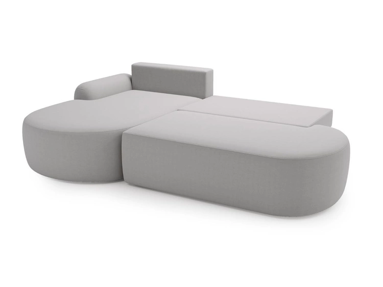 Ecksofa L-Form Links mit Schlaffunktion und Bettkasten Aurio O Grau