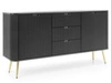 Kommode mit Türen und Schubladen Viva Schwarz auf Goldenen Beinen