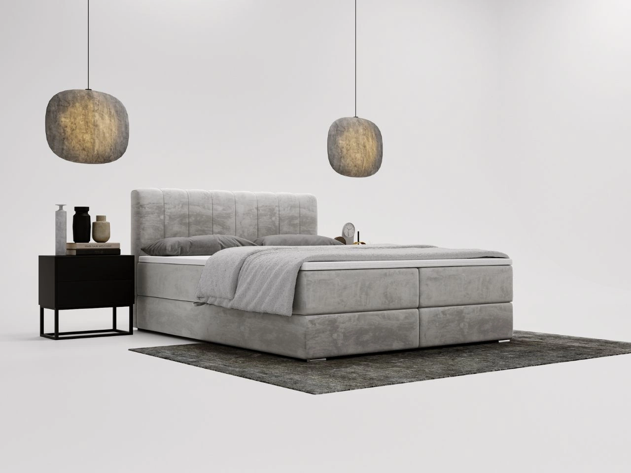 Boxspringbett mit Bettkasten 120x200 Forte Hellgrau
