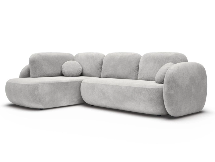 Ecksofa mit Schlaffunktion und Bettkasten Links Carino Hellgrau