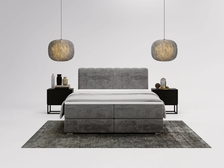 Boxspringbett mit Bettkasten 160x200 Forte Grau