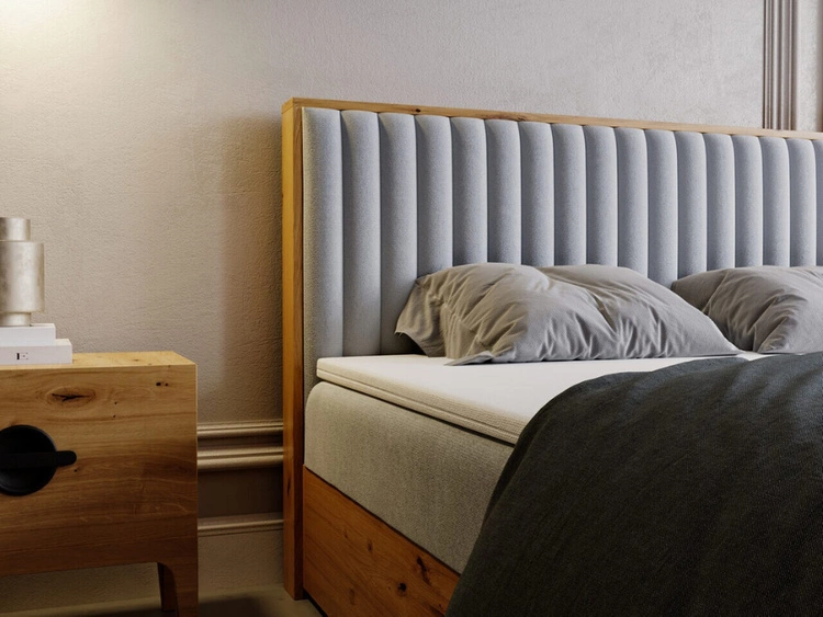 Boxspringbett mit Bettkasten 140x200 Forest Hellgrau