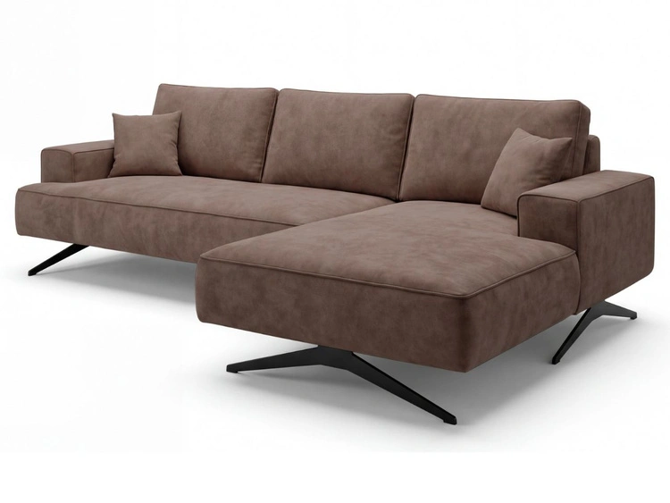 Ecksofa L-Form auf Metallbeinen Leto Rechts Braun