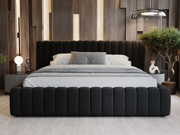 Polsterbett mit Bettkasten und Lattenrost 160x200 Bliss Schwarz