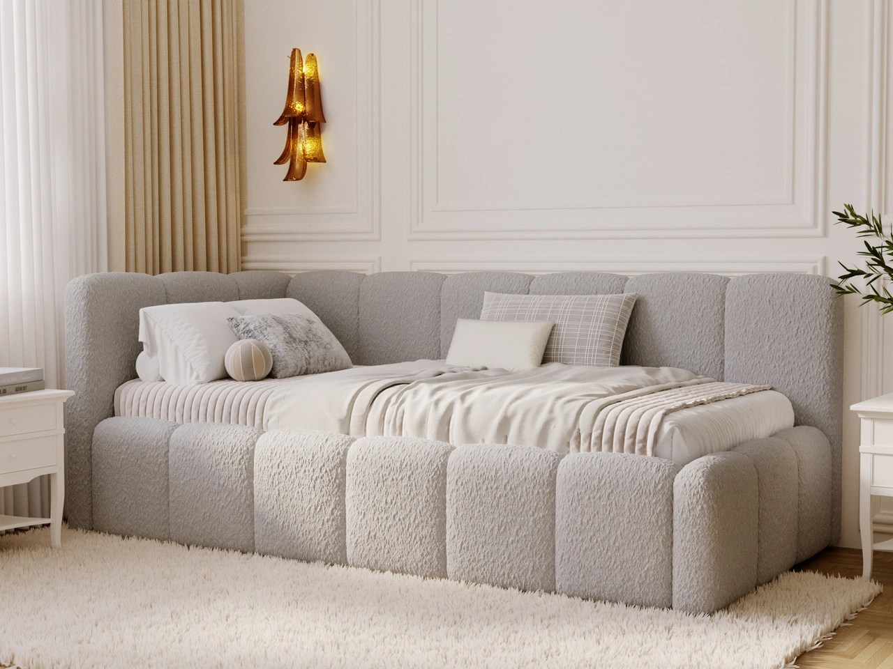 Jugendbett Einzelbett mit Bettkasten und Lattenrost 90x200 Cloud One Grau