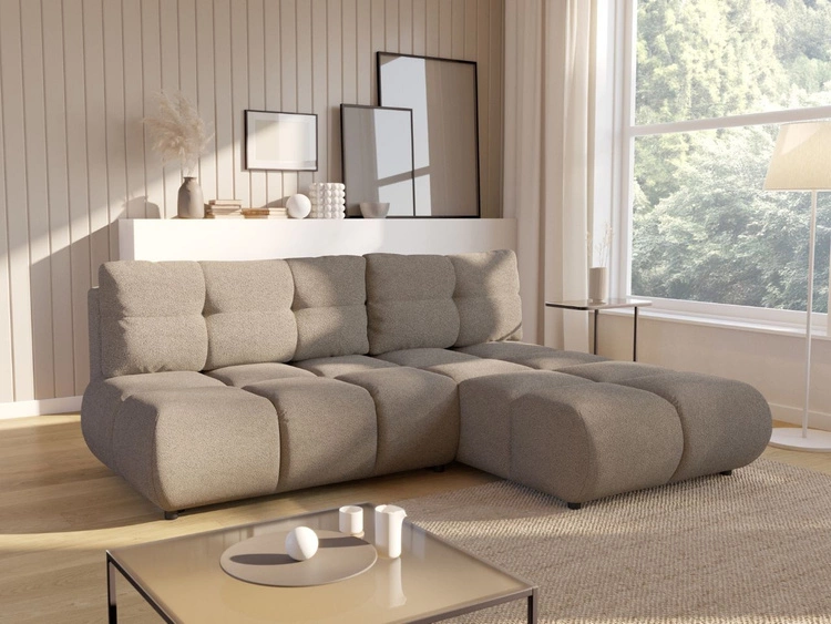 Ecksofa mit Schlaffunktion und Bettkasten Rechts Milet Grau