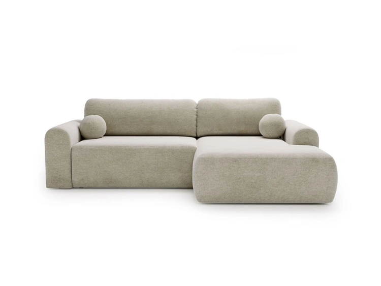 Ecksofa L-Form mit Schlaffunktion und Bettkasten Savana Rechts Hellbeige