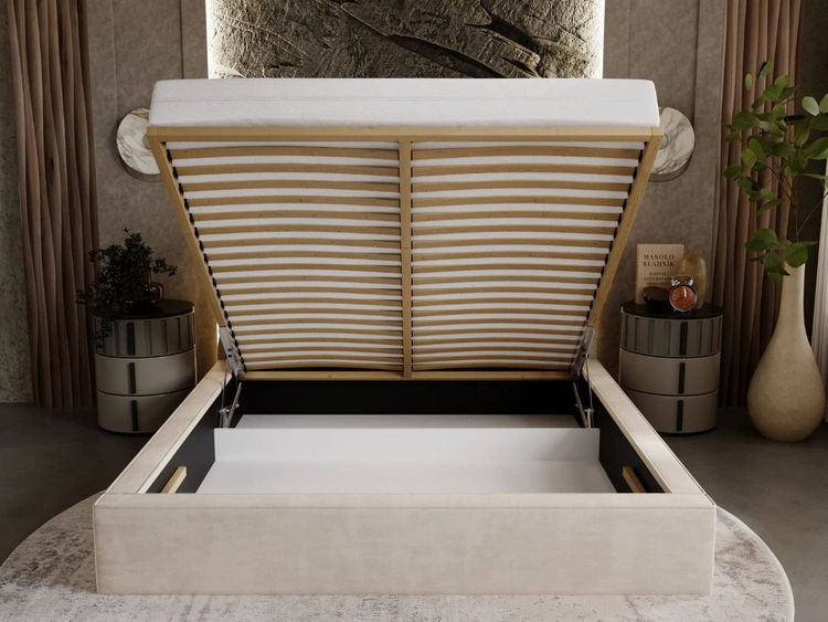 Polsterbett mit Bettkasten und Lattenrost 120x200 Apollo Beige