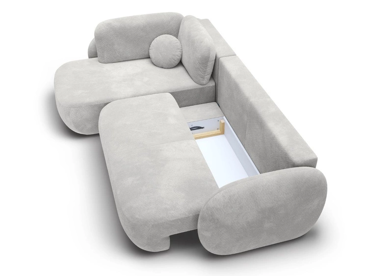 Ecksofa mit Schlaffunktion und Bettkasten Links Carino Hellgrau