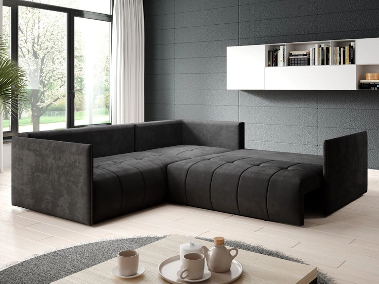 Ecksofa L-Form mit Schlaffunktion und Bettkasten Ardi L Anthrazit