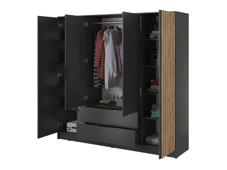 Kleiderschrank 206 cm Macron Graphit, Artisan Eiche