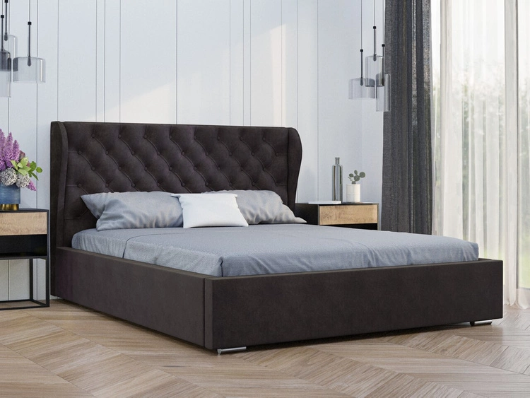 Elegantes Polsterbett Chesterfield 160x200 Florence - Schwarz