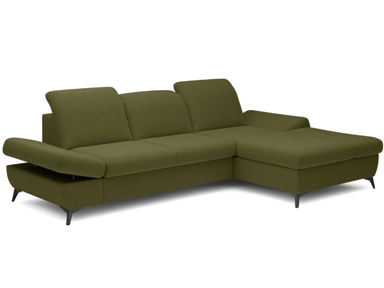 Ecksofa L-Form Rechts mit Schlaffunktion und Bettkasten Hannover Dunkelgrün