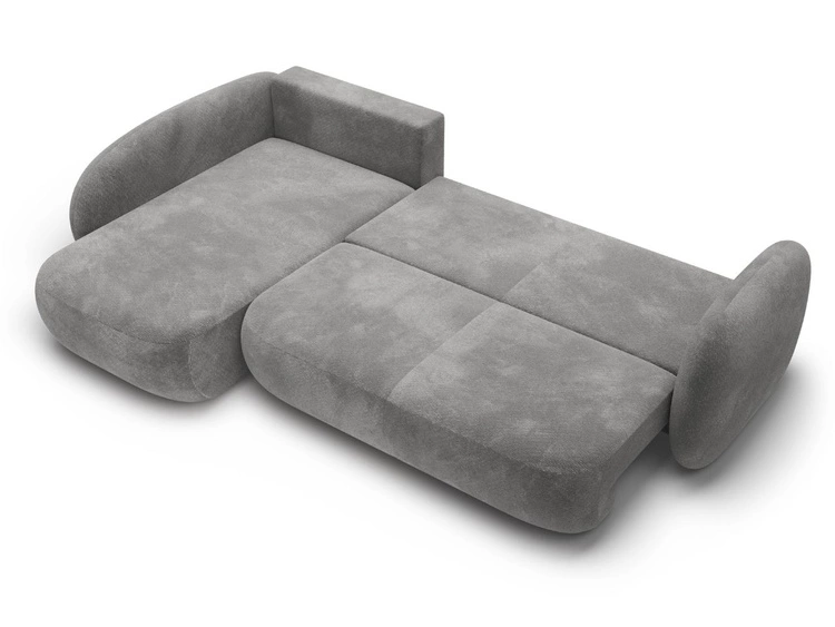 Ecksofa mit Schlaffunktion und Bettkasten Links Carino Grau