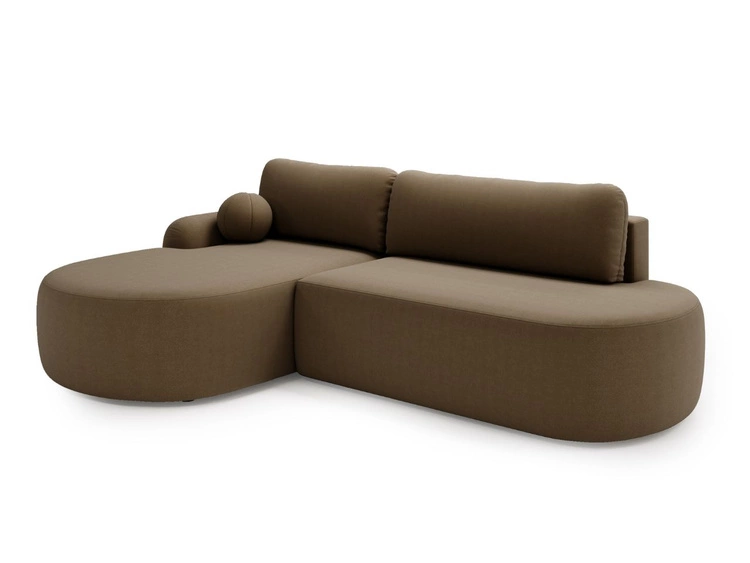 Ecksofa L-Form Links mit Schlaffunktion und Bettkasten Aurio O Braun