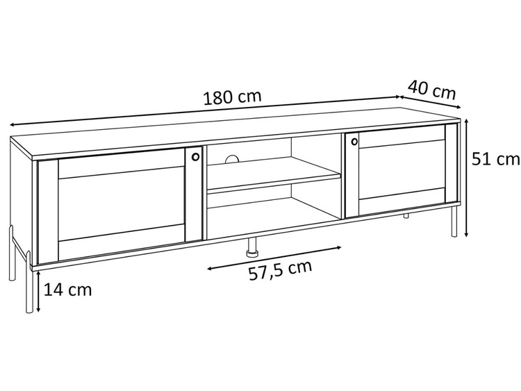 TV-Lowboard Boho mit zwei Türen auf Metallfüßen Bellance schwarz