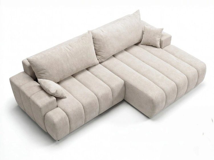 Ecksofa L-Form Rechts mit Schlaffunktion und Bettkasten Caleo Beige