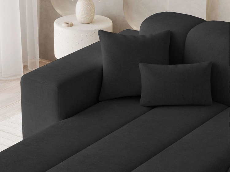 Ecksofa L-Form Links Nork Schwarz