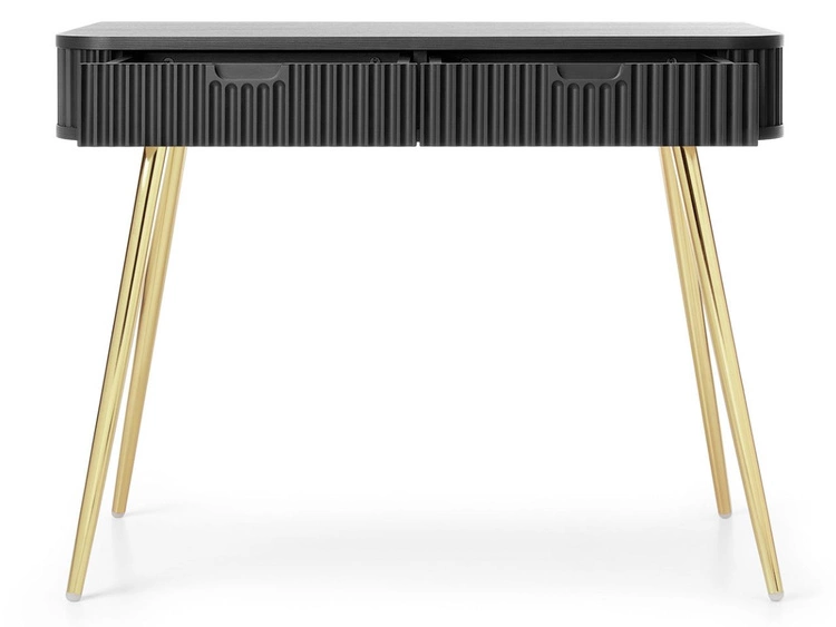Schminktisch Viva Schwarz auf Goldenen Beinen
