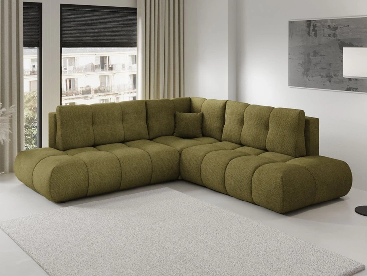 Ecksofa mit Schlaffunktion und Bettkasten Links Kair Grün