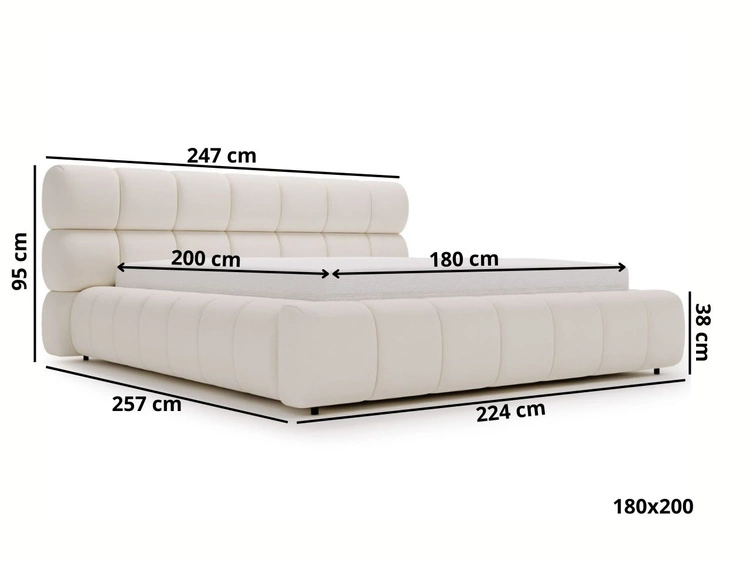 Polsterbett mit Bettkasten und Lattenrost 180x200 Mellow Beige