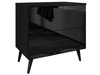 Nachttisch mit Schubladen auf Schwarzen Metallbeinen Nuveo Schwarz Hochglanz
