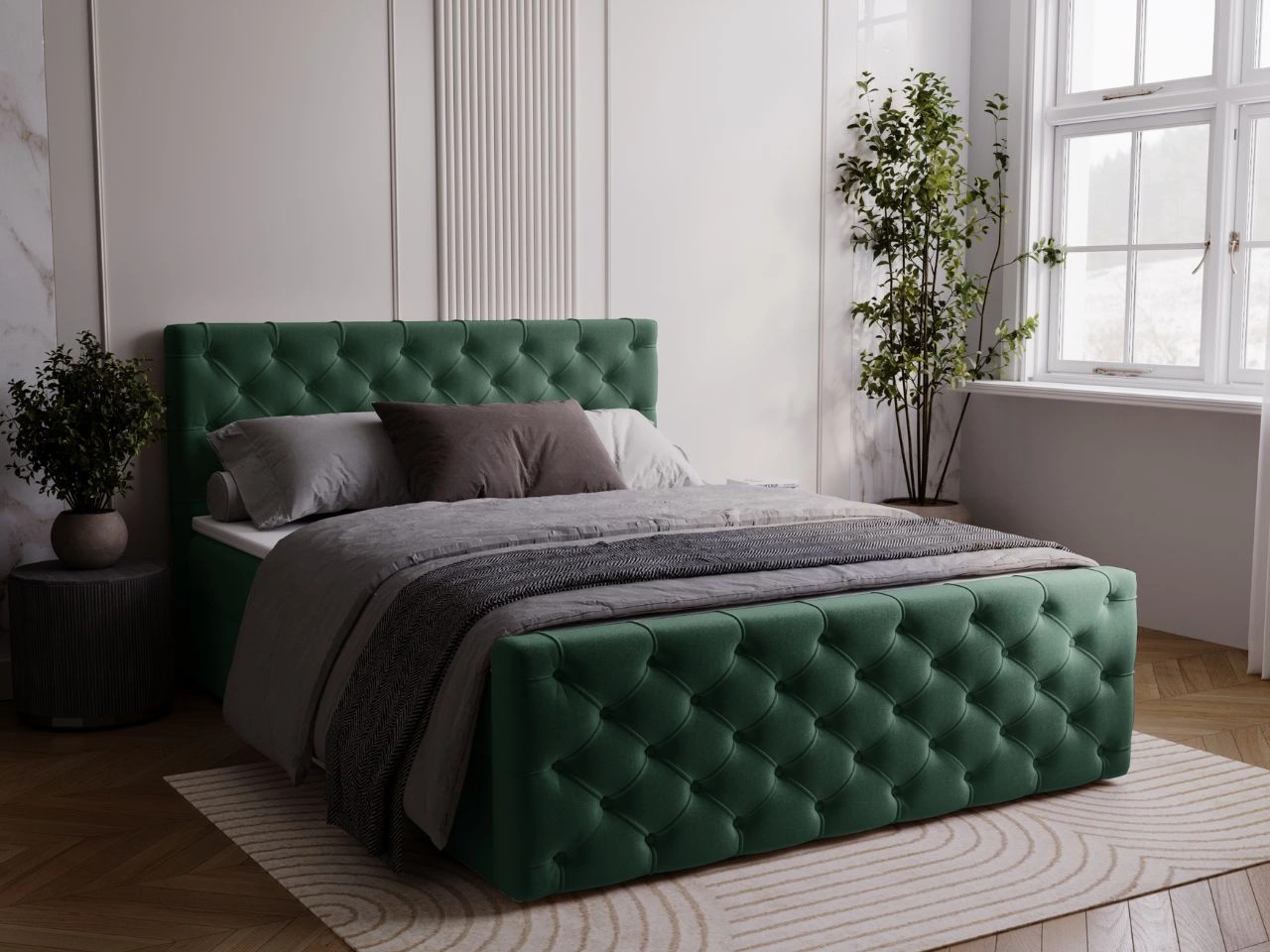 Boxspringbett mit Bettkasten 140x200 Montego Grün