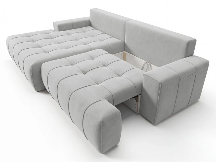 Ecksofa L-Form mit Schlaffunktion und Bettkasten Tulio Links Grau