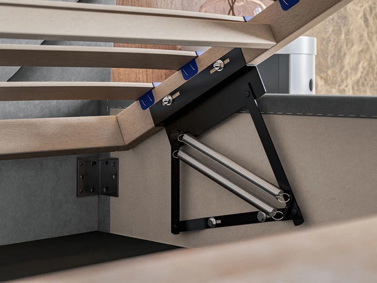 Polsterbett mit Bettkasten und Lattenrost 140x200 Orlo Hellgrau