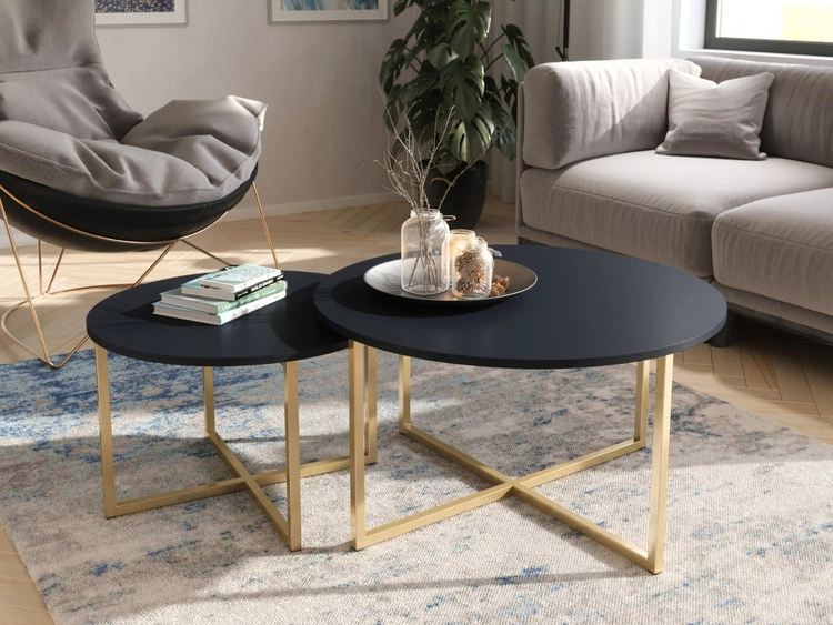 Runder Couchtisch Fallon Dunkelblau