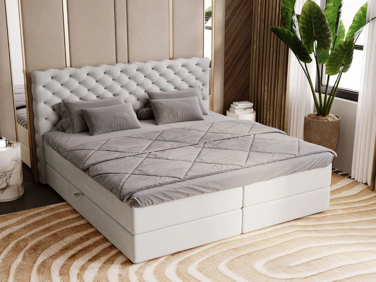 Boxspringbett mit Bettkasten 160x200 Bergamo Hellgrau