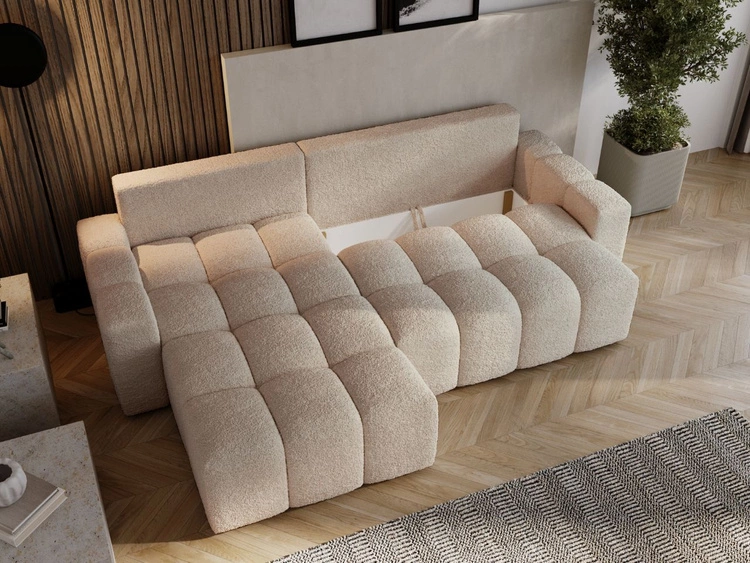 Ecksofa L-Form mit Schlaffunktion und Bettkasten Bresso Beige