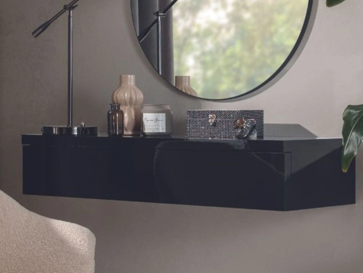 Hängender Schminktisch mit Spiegel Nusco Schwarz Glanz