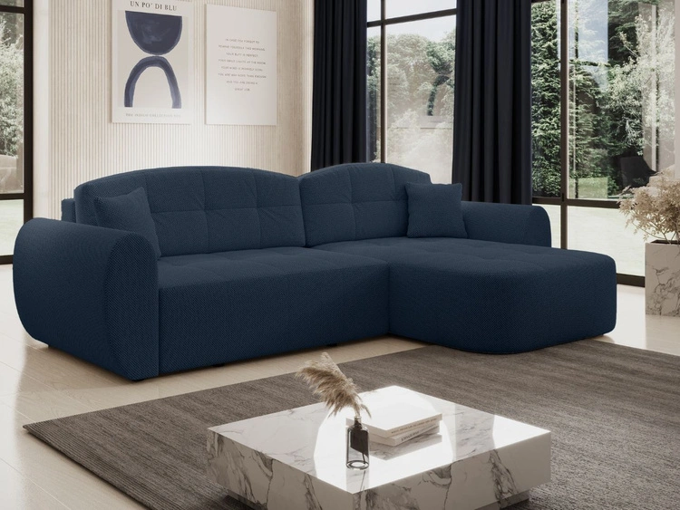 Ecksofa L-Form mit Schlaffunktion und Bettkasten Avessio Dunkelblau