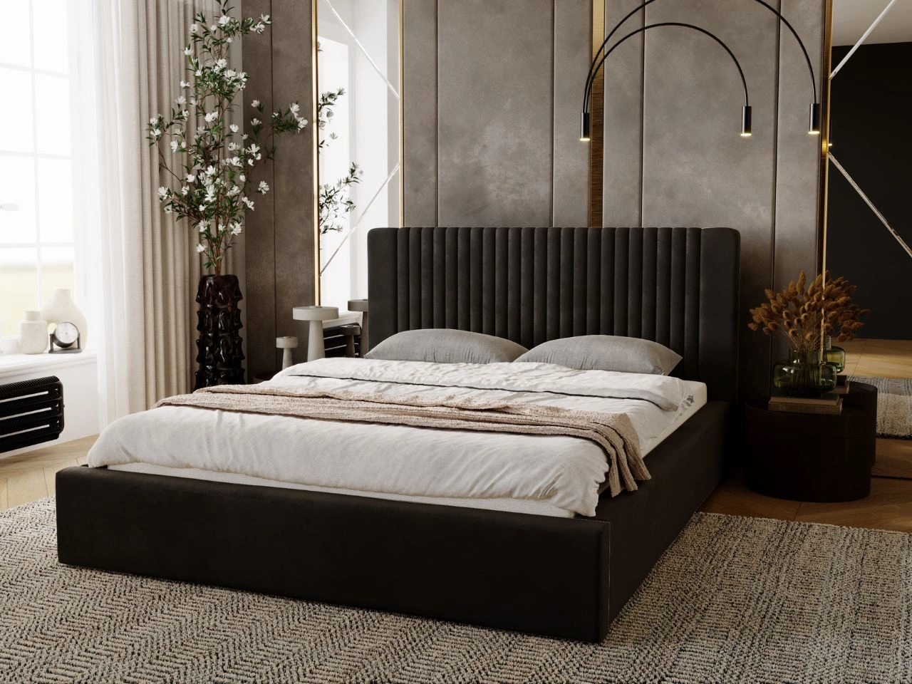 Polsterbett mit Bettkasten und Lattenrost 140x200 Malmo Braun