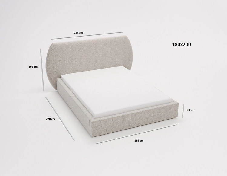 Polsterbett mit Lattenrost 180x200 Blossom - Beige