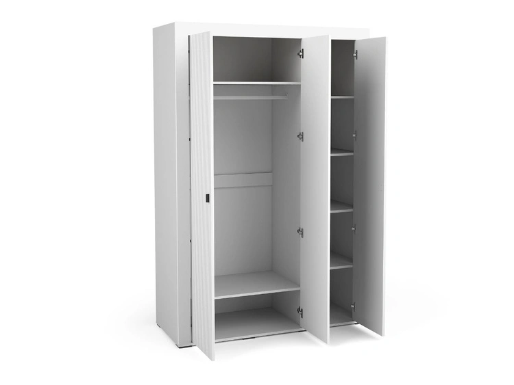 Kleiderschrank mit Drehtüren, Kleiderstange und Spiegel Messina Weiß