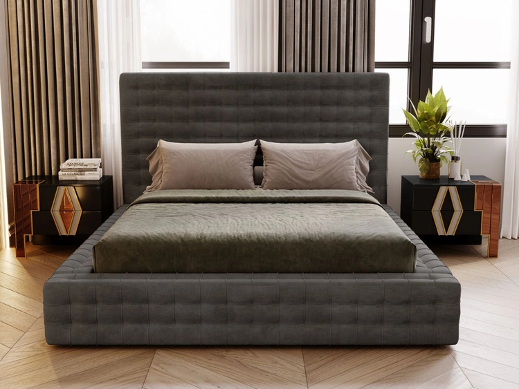 Polsterbett mit Bettkasten und Lattenrost 140x200 Barbados Dunkelgrau