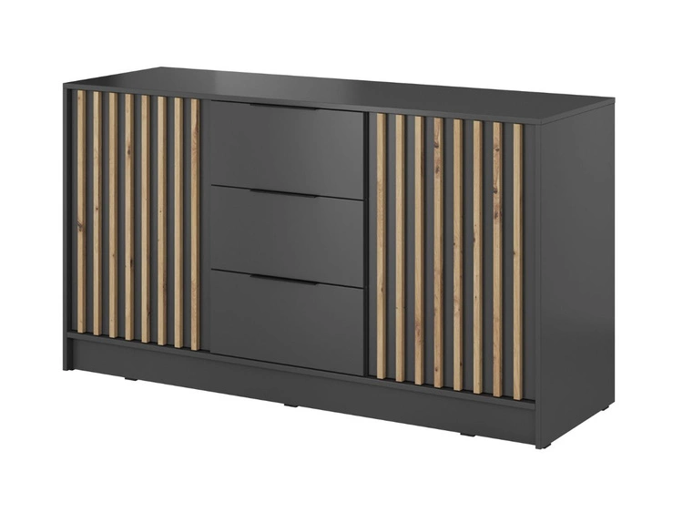 Kommode mit Türen und Schubladen 155 cm Macron Graphit Artisan Eiche